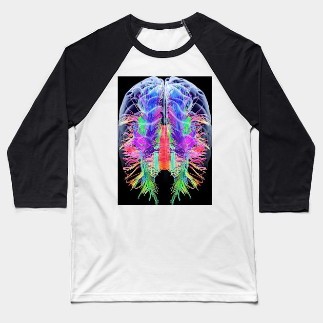 White matter fibres and brain, artwork (C015/1936) Baseball T-Shirt by SciencePhoto